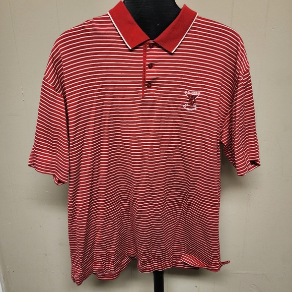 Cutter And Buck Cotton Red And White Large Striped Polo. Old Course St. Andrews. - Picture 1 of 9